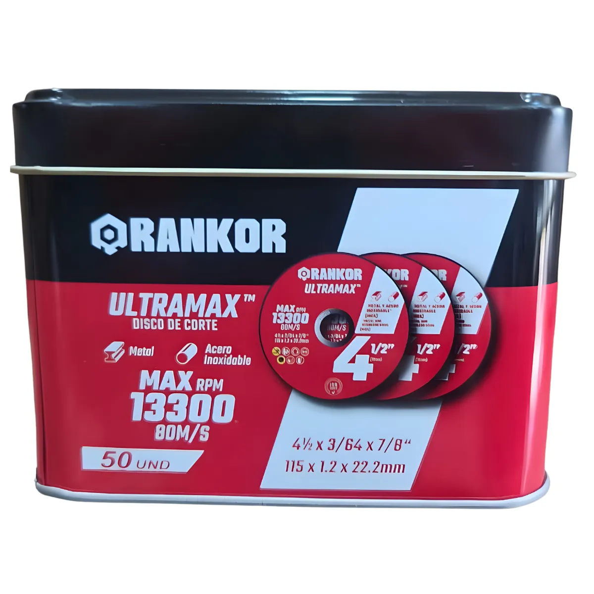 Disco de corte para metal 4 1/2 x 3/64 x 7/8 (50 unds) RANKOR-RCW9111501 - Imagen 2
