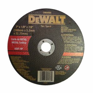 Disco de Corte 7 x ⅛ x ⅞ Dewalt DW44560 Para Metal