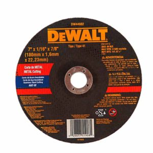 Disco de Corte 7 x 1/16 x ⅞ Dewalt DW44602 Para Metal