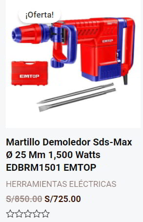 Oferta Martillo Demoledor Emtop