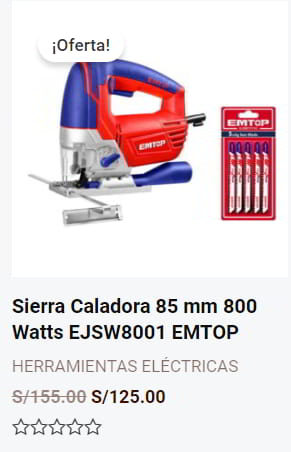 Oferta Sierra Caladora 800W Emtop