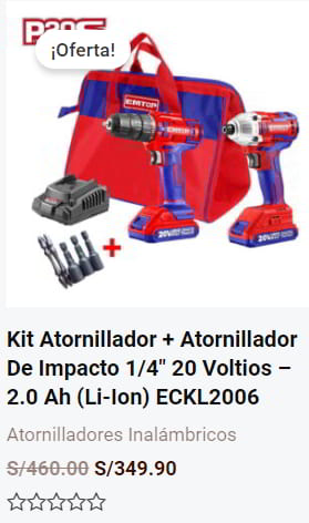 Oferta Kit Atornilladora Emtop