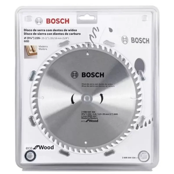 Disco p/sierra circular ECO madera 9 1-4" x 60 dientes - 2608.644.334-000 BOSCH