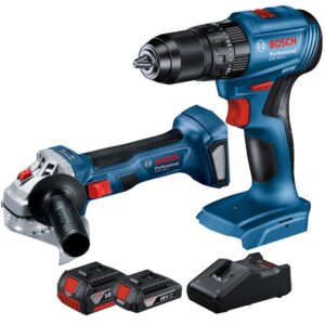 Taladro Percutor 1/2″ GSB 185-LI 0601.9K3.1E1-000 + Amoladora Angular 5″ GWS 180-LI  0601.9H9.0E0-000+ 2 Baterías 18V + Cargador (BOSCH)