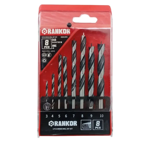 Set de brocas para madera x 8 Pzs RDB910801 RANKOR