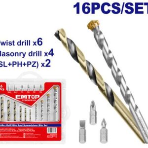 Juego De Brocas Y Destornillador 16 Pzas