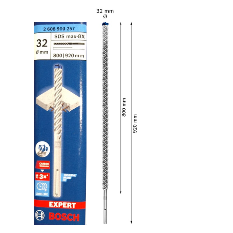 Broca BOSCH SDS-Max-8X 32 x 800 x 920mm 2608.900.257-000