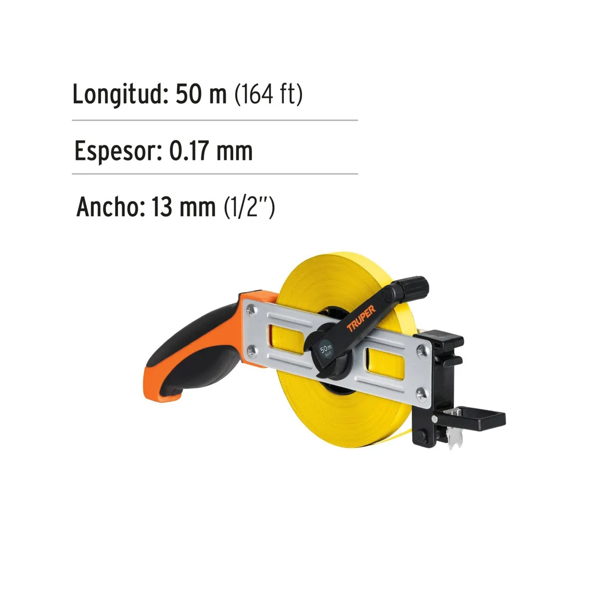 Cinta métrica larga 50m, metálica, tipo cruceta, TRUPER 12649 - Imagen 3
