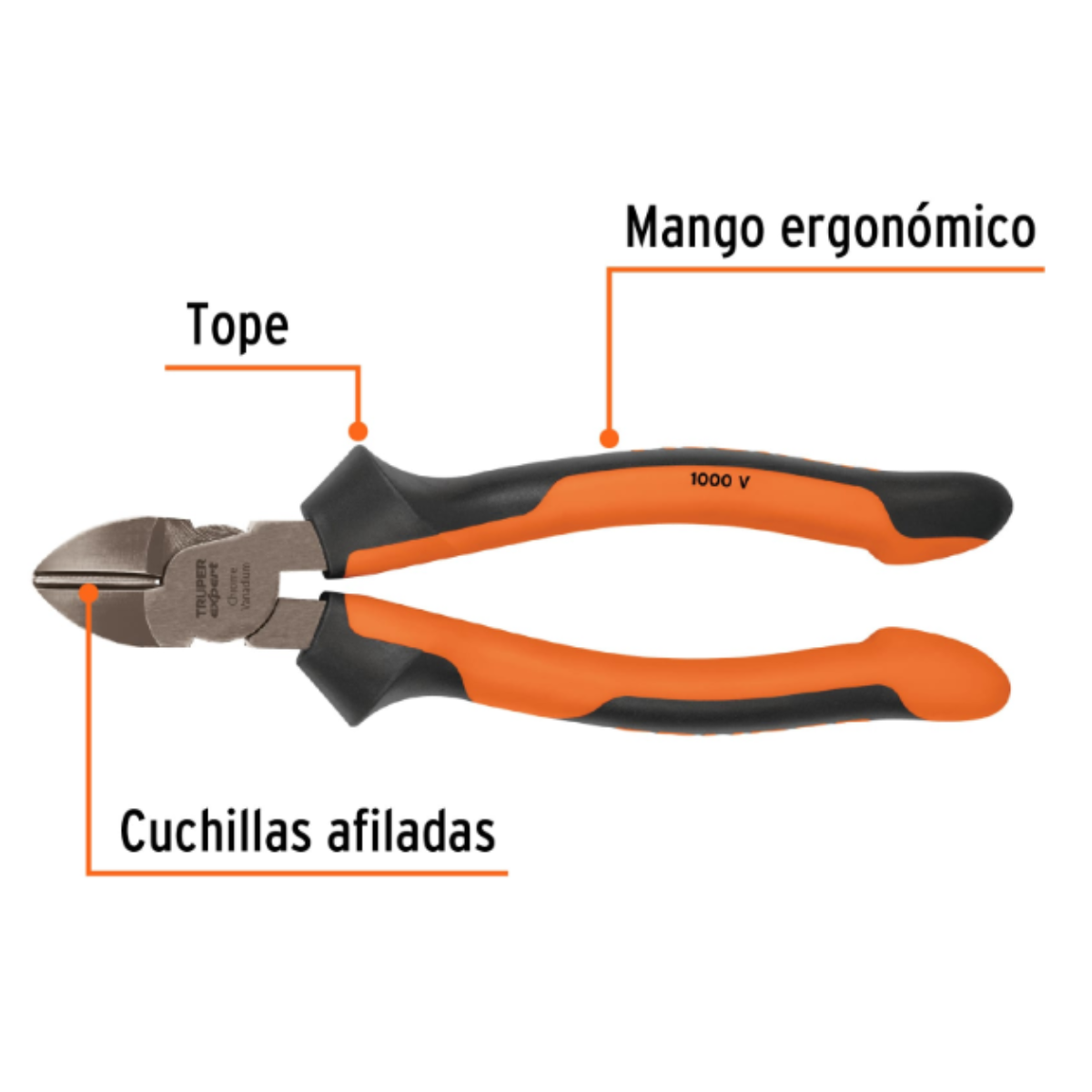 Alicate de Corte Diagonal 8" Alta Palanca Comfort Grip-EXPERT 102428 - Imagen 3