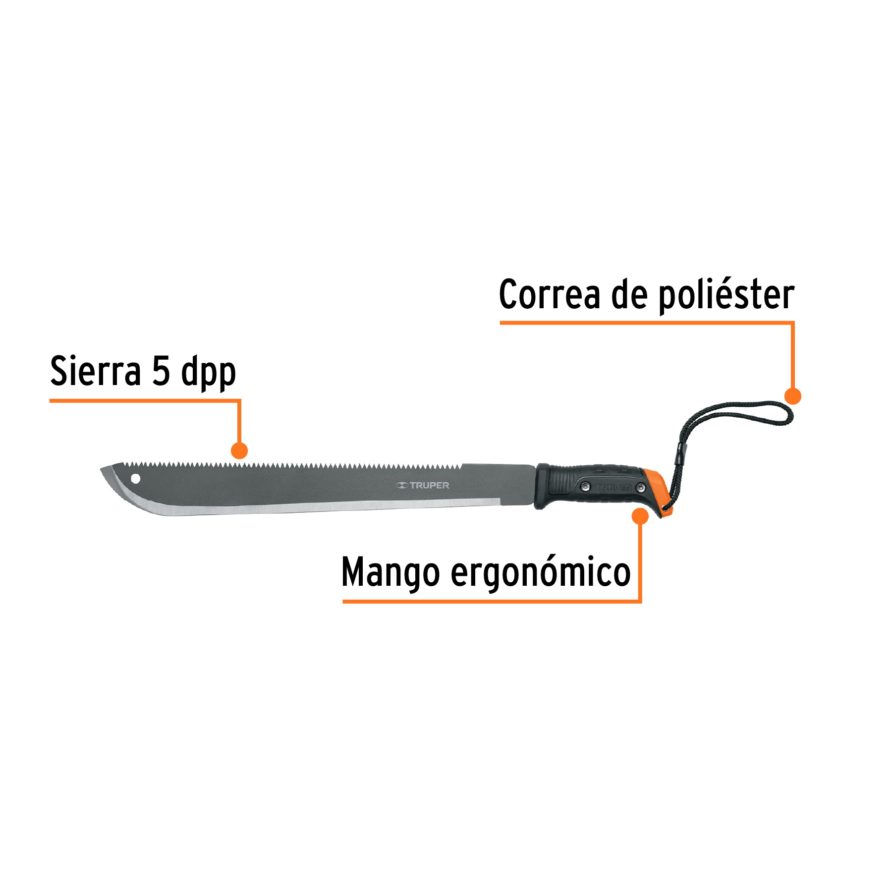 Machete Doble Filo Tipo Sable 18" TRUPER 15893 - Imagen 2