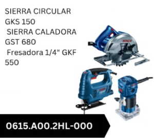 Combo Sierra Circular + Caladora + Fresadora BOSCH 0615.A00.2HL-000