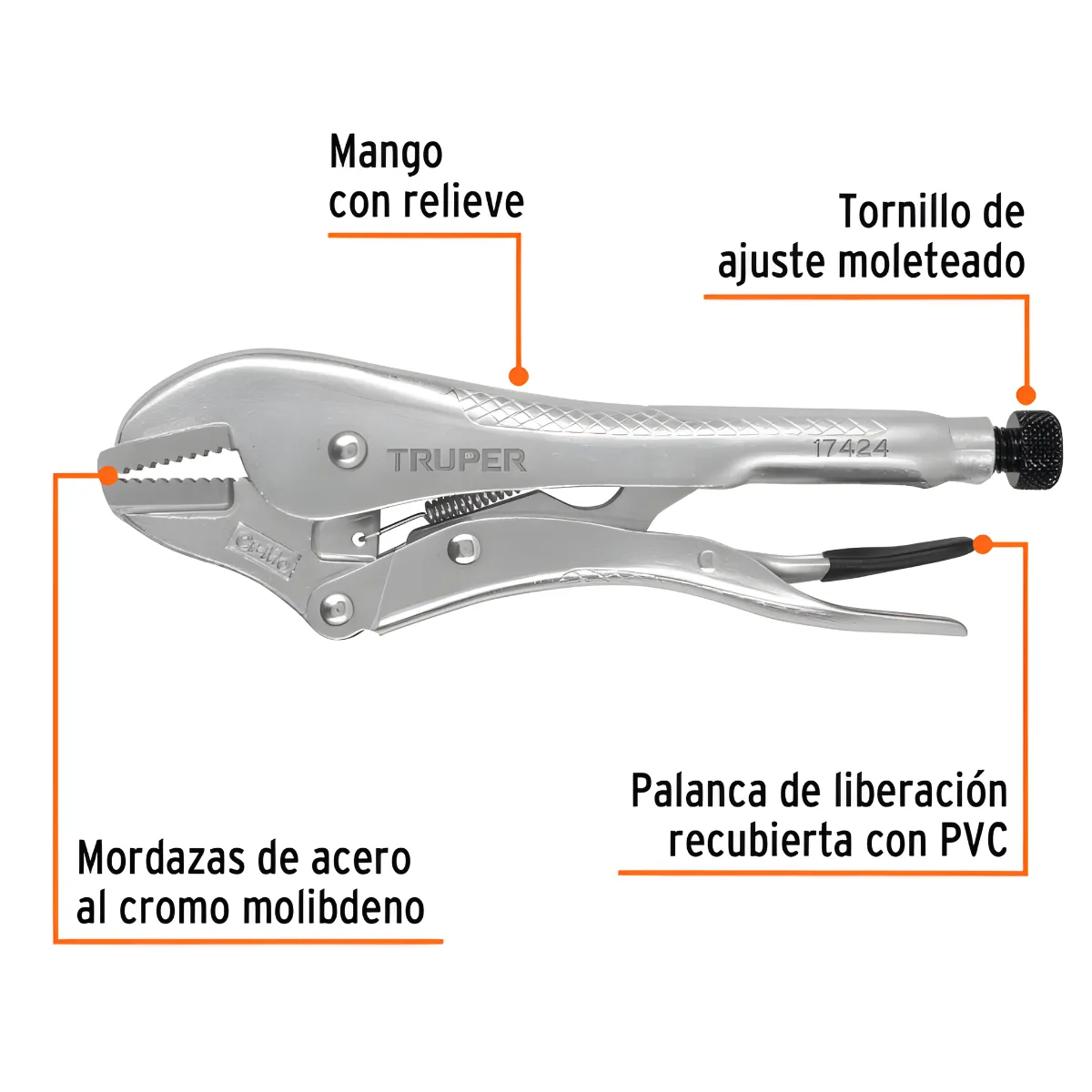 Alicate de Presión Punta Recta 10" TRUPER 17424 - Imagen 3