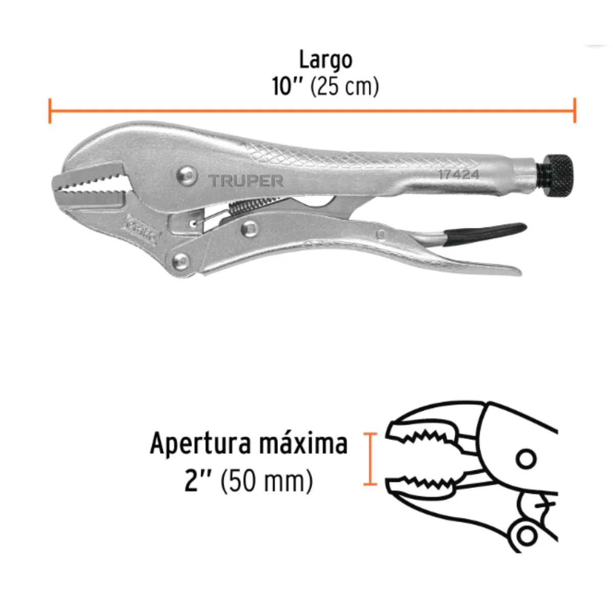 Alicate de Presión Punta Recta 10" TRUPER 17424 - Imagen 4