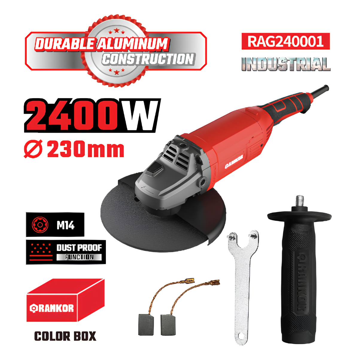 Amoladora angular 9 pulgadas 2400W 6500RPM RANKOR RAG240001