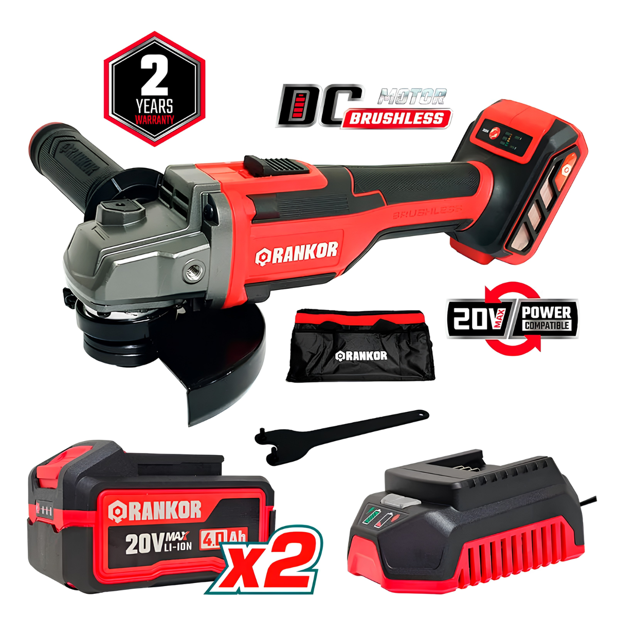Esmeril angular inalámbrico 5 pulgadas 20V Brushless RANKOR RLAG20001