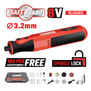 Mini Amoladora Recta Inalámbrica 8V 28000RPM 3.2mm RANKOR RLIG0801