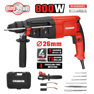 Martillo Perforador SDS PLUS 800W 3J 26mm 1150RPM RANKOR RHD80001