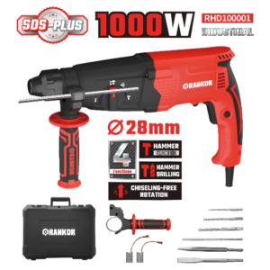 Martillo Perforador SDS Plus 1000W 3.4J 28mm 1200RPM RANKOR RHD100001