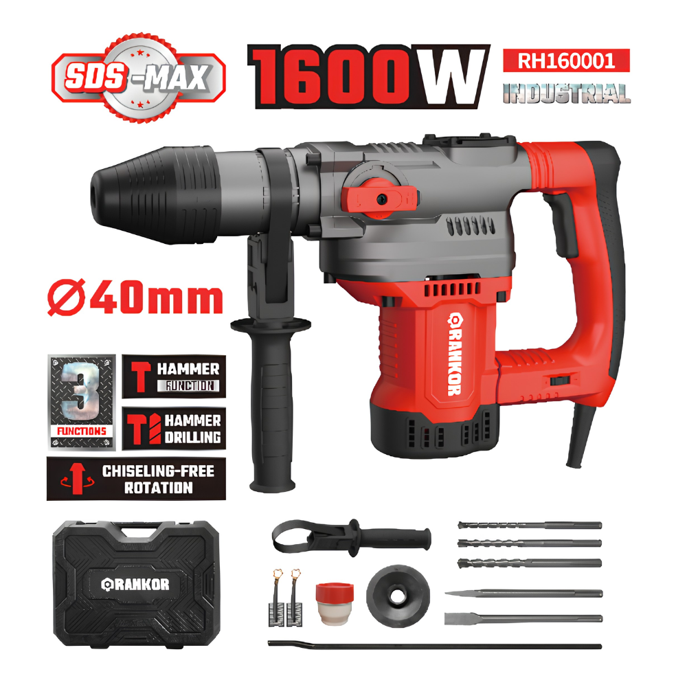 Rotomartillo SDS Max 1600W 12J 680RPM 3200BPM Rankor RH160001