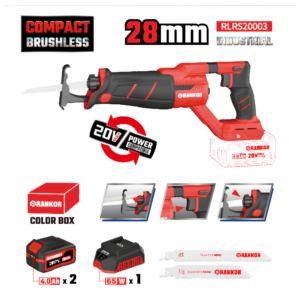 Sierra Sable Inalámbrica 20V Brushless 2800CPM 28mm Batería 4Ah Rankor RLRS20003