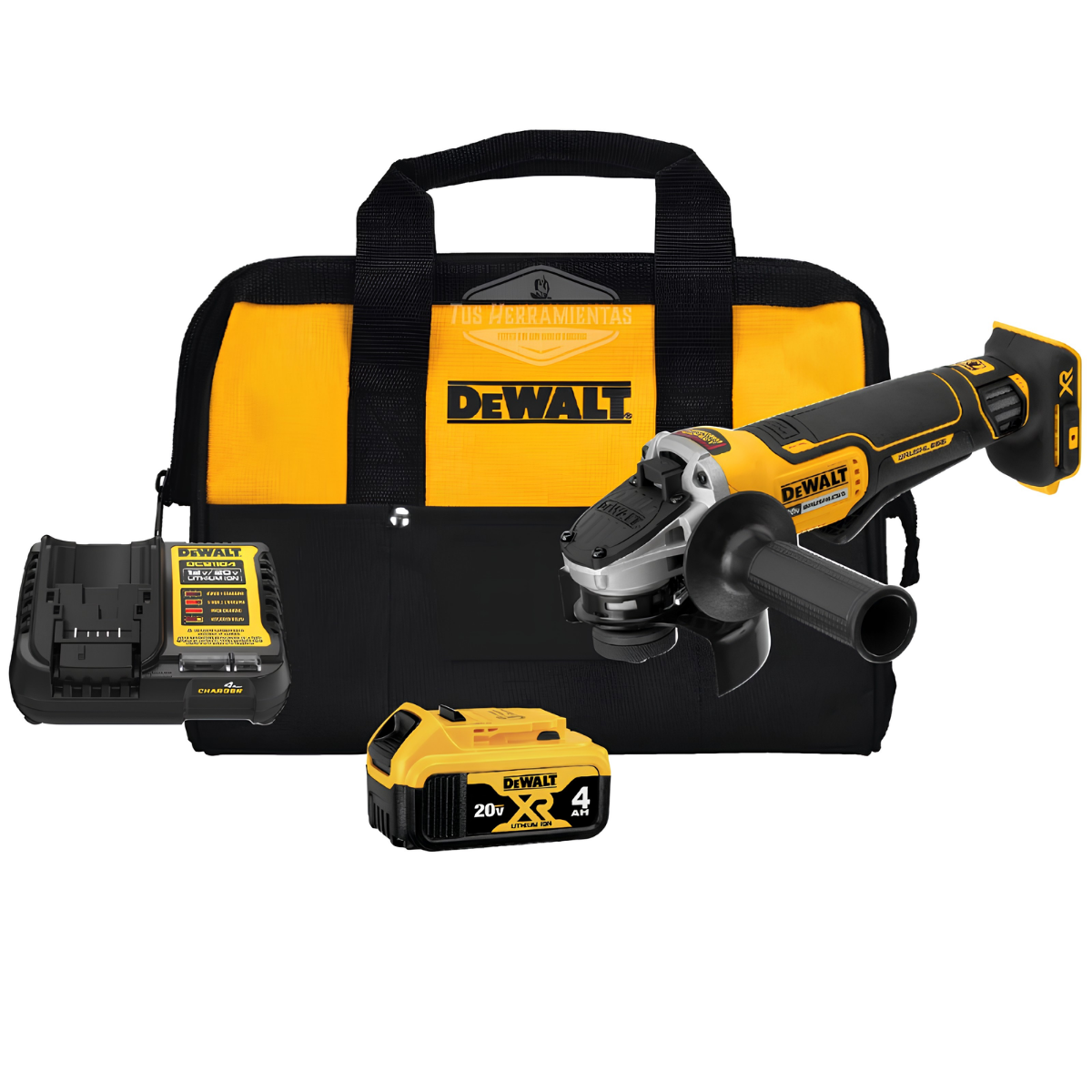 Amoladora Angular 5" 20V MAX XR Brushless 9000 RPM + Batería 4Ah + Cargador DeWalt DCG413M1-B2