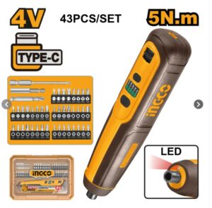 Destornillador Inalámbrico 4V 5Nm 240RPM con 43 Accesorios INGCO CSDLI04062